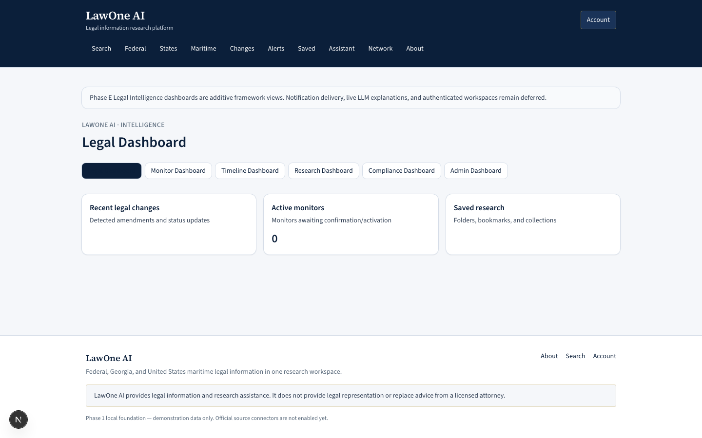 LawOne AI dashboard screenshot