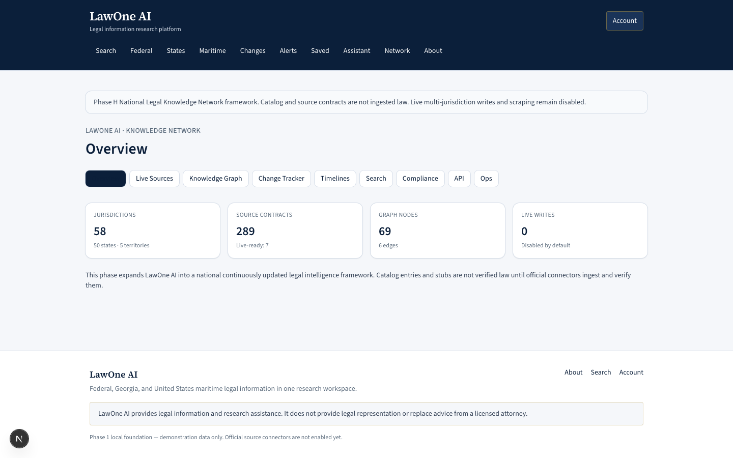 LawOne AI national network screenshot