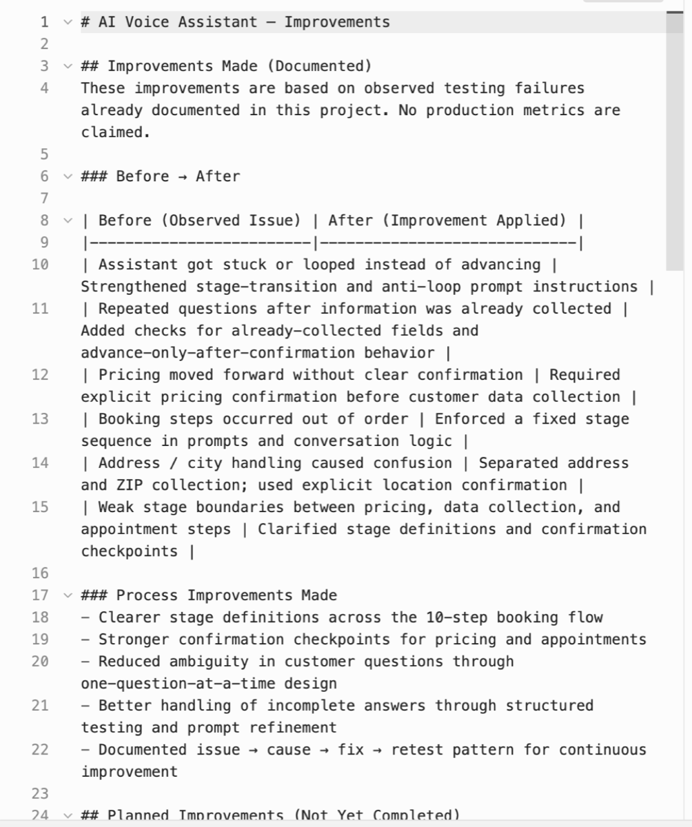 Sanitized testing documentation screenshot